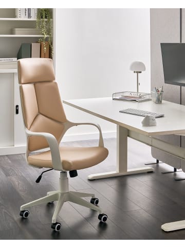 Beliani Bürostuhl DELIGHT in Beige/Weiß - (W) 64 x (H) 116 x (L) 64 cm