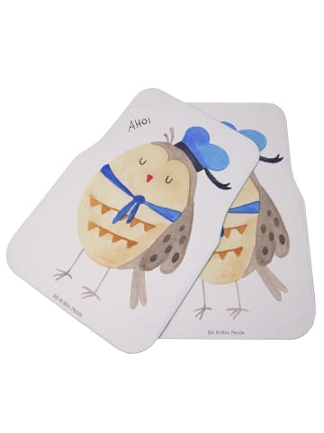 Mr. & Mrs. Panda Auto Fußmatte Eule Matrose ohne Spruch in Weiß