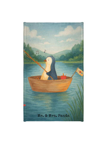 Mr. & Mrs. Panda Gästehandtuch Pinguin Angelboot Design ohne Spruch in Weiß