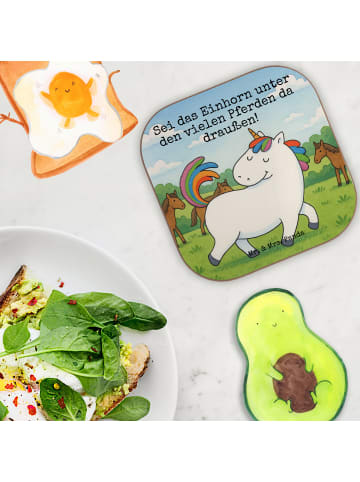 Mr. & Mrs. Panda Tassenuntersetzer Einhorn Stolzieren Design mit... in Weiß