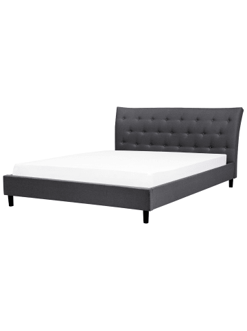 Beliani Doppelbett SAVERNE in Grau/Dunkler Holzfarbton - (W) 197 x (H) 100 x (L) 228 cm