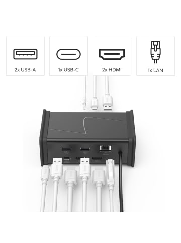 USB-C-Docking-Station Connect2Office Black, 9 Ports, 2x HDMI, USB-A, USB