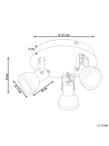 Beliani Deckenleuchten BARO in Weiß/Schwarz - (W) 21 x (H) 12 x (L) 21 cm