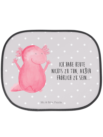 Mr. & Mrs. Panda Autoscheibensonnenschutz Axolotl Hurra mit Spruch in Grau Pastell