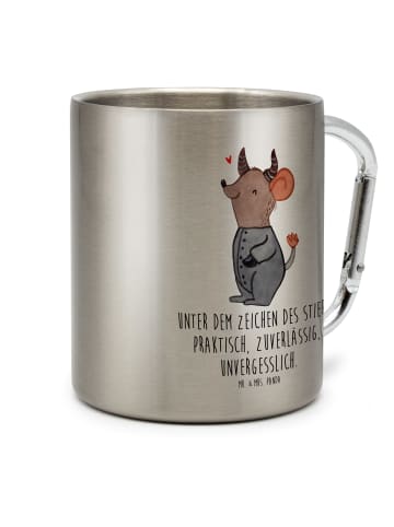 Mr. & Mrs. Panda Thermotasse Stier Astrologie mit Spruch in Silber