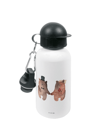 Mr. & Mrs. Panda Kindertrinkflasche Bär Heirat ohne Spruch in Weiß