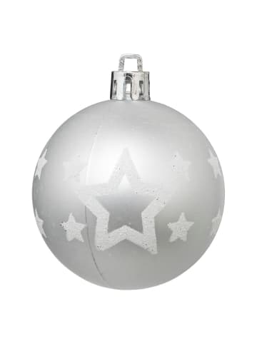 Set von Glaskugeln mit Glitzerdesign in Silbern, Ø 6 cm