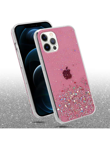 cadorabo Hülle für Apple iPhone 12 / 12 PRO Glitter in Rosa mit Glitter