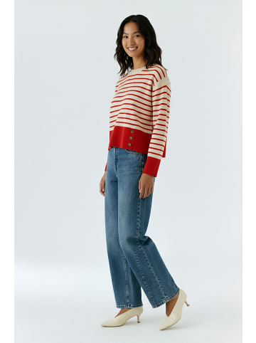 Oui Pullover in white red