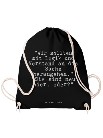 Mr. & Mrs. Panda Turnbeutel "Wir sollten mit Logik... mit Spruch in Schwarz