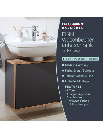 Fackelmann Waschbeckenunterschrank FINN in hellbraun-60(B)x50(H)x30,5(T)cm