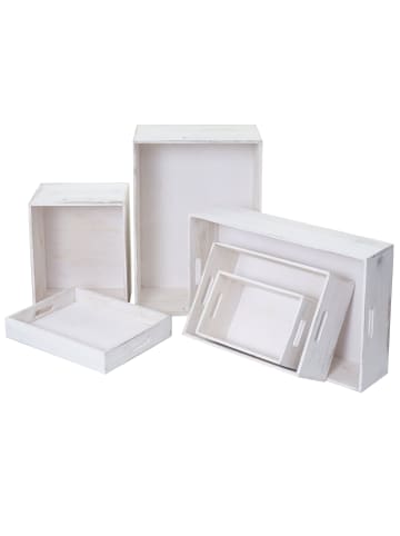 MCW 6er Set Holzbox C20 im Shabby-Look, Weiß shabby