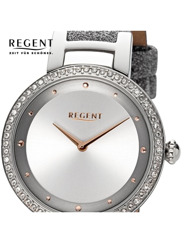 Regent Armbanduhr Regent Lederarmband silber extra groß (ca. 33mm)