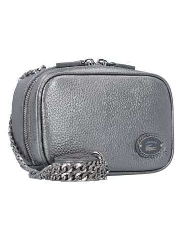 Lacoste Origin Croc Umhängetasche Leder 16 cm in gunmetal