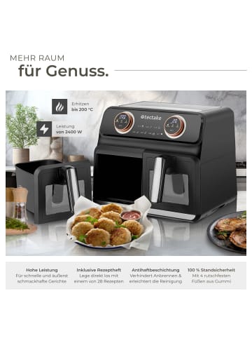 tectake Airfryer Samurai, 2 Garräume, 7 Programme, 2400W