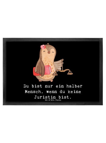 Mr. & Mrs. Panda Bodenvorleger Juristin Herz mit Spruch in Schwarz