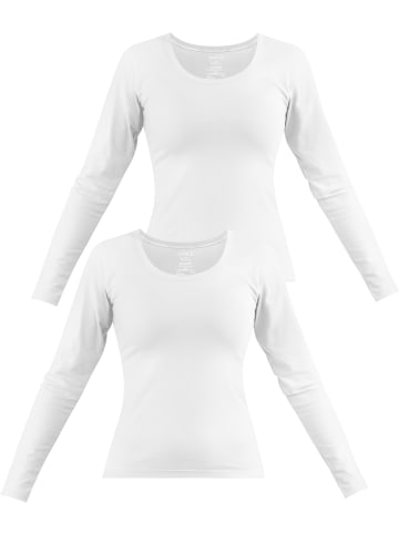 Janice 2 x Damen Langarmshirt Nimes in Weiß
