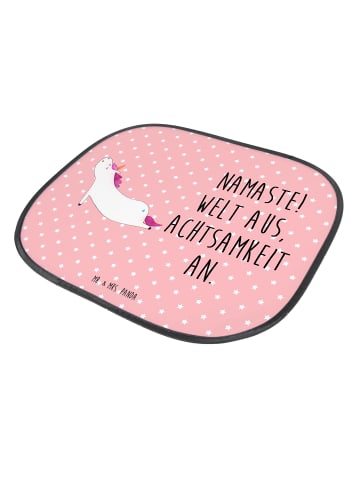 Mr. & Mrs. Panda Sonnenschutz für Auto Einhorn Yoga mit Spruch in Rot Pastell