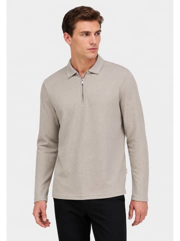 Sublevel Elegantes Poloshirt Reißverschluss Polokragen in Braun
