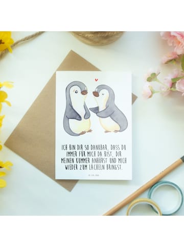 Mr. & Mrs. Panda Glückwunschkarte Pinguine trösten mit Spruch in Weiß