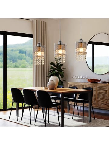 ZMH Pendelleuchte 3-flammige E27 in silber Kristall und Glas Modern Max.25W