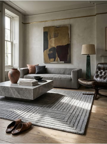 KADIMA DESIGN Teppich Wolle Handgetuftet LEVEN Skandinavisch Zen Shaped Geometrisch in Grau