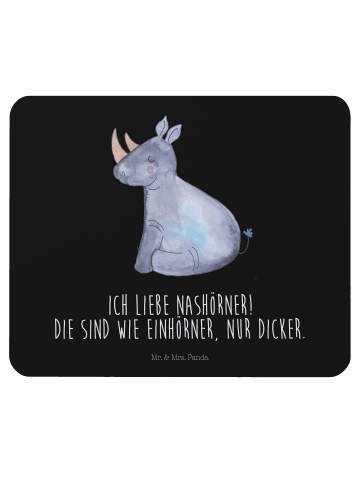 Mr. & Mrs. Panda Mauspad Einhorn Nashorn mit Spruch in Schwarz