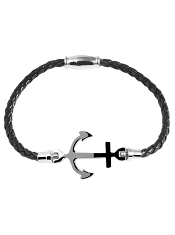Adeliás Damen Armband – Textilarmband aus Leder 18 cm in schwarz