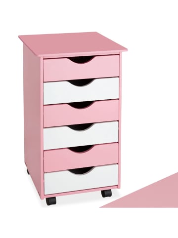tectake Rollcontainer  einfache Montage, 36 x 40 x 65 cm, rosa