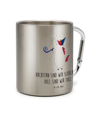 Mr. & Mrs. Panda Tasse Einhorn Party mit Spruch in Silber