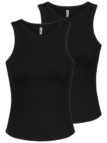 Sublevel Rippen Tanktop Doppelpack Rundhalsausschnitt in Schwarz