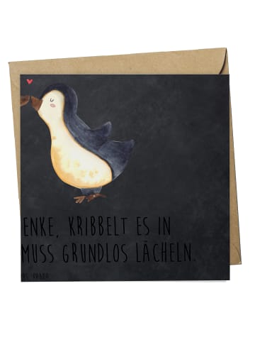 Mr. & Mrs. Panda Glückwunschkarte Pinguine Kuss mit Spruch in Kreidetafel