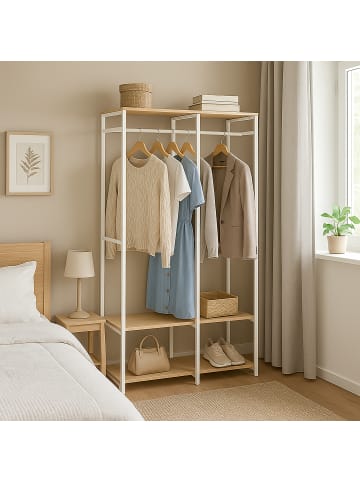 relaxdays Garderobe in Weiß/ Natur - (B)94,5 x (H)180 x (T)40 cm