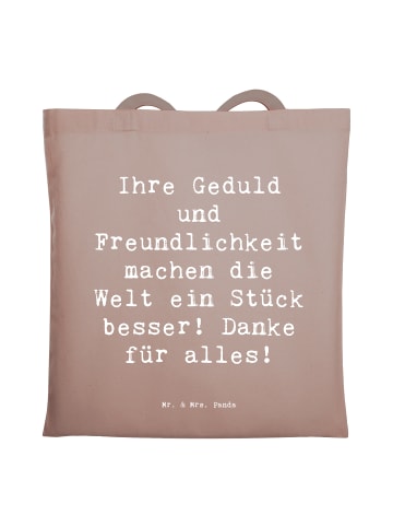 Mr. & Mrs. Panda Schultasche Spruch Erzieher-Dank mit Spruch in Braun Pastell