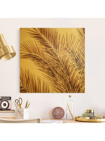 WALLART Leinwandbild Gold - Bronzefarbene Palmenwedel in Braun