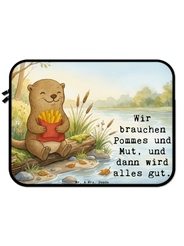 Mr. & Mrs. Panda Laptop Tasche Otter Pommes Design mit Spruch in Weiß