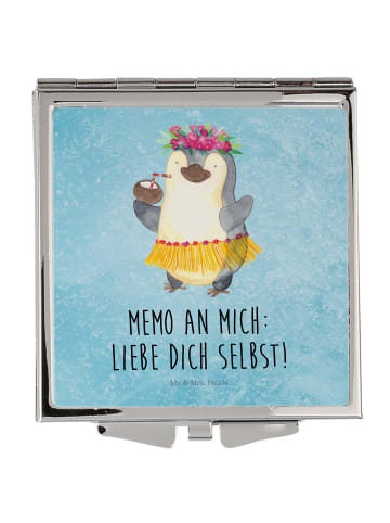 Mr. & Mrs. Panda Schminkspiegel Pinguin Kokosnuss mit Spruch in Eisblau