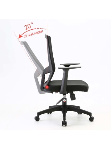 MCW Bürostuhl J90 mit ergonomischer S-förmigen Rückenlehne, Schwarz