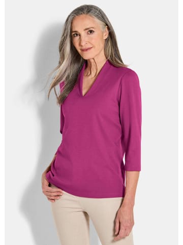 GOLDNER Shirt Elegantes Basic-Shirt mit V-Ausschnitt in beere