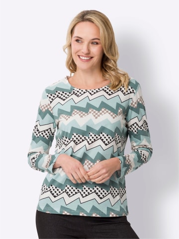 Sieh an! Rundhalsshirt in kalkmint-jade-bedruckt
