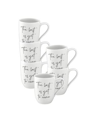 Villeroy & Boch 6er Set Becher mit Henkel 'The Best is yet to Come' Statement 290 ml weiß in weiß