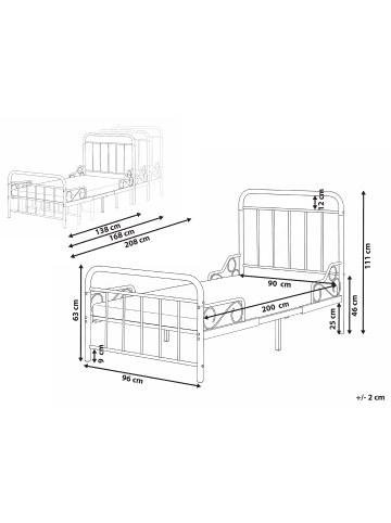 Beliani Kinderbett ANAIS in Schwarz - (W) 96 x (H) 111 x (L) 138 cm