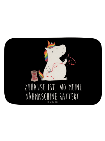 Mr. & Mrs. Panda Badezimmerteppich Einhorn Näherin mit Spruch in Schwarz