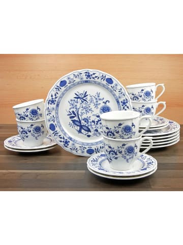 CreaTable CreaTable 17131 ZWIEBELMUSTER FLORA, Kaffeeservice 18 teilig in Weiß/Blau