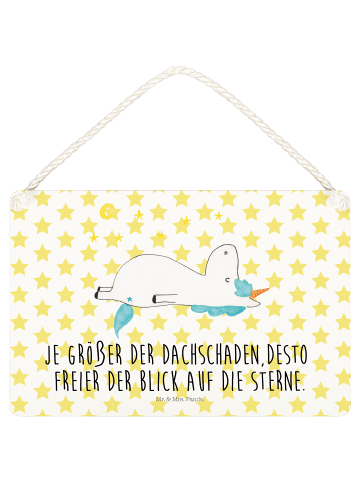 Mr. & Mrs. Panda Deko Schild Einhorn Sternenhimmel mit Spruch in Weiß
