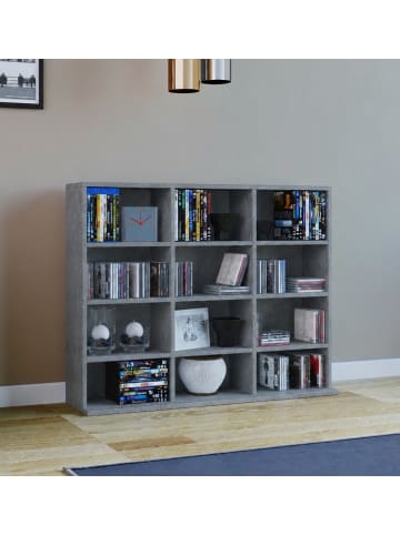 VCM Holz CD DVD Standregal Bücherregal Regal Megosa L in Beton-Optik