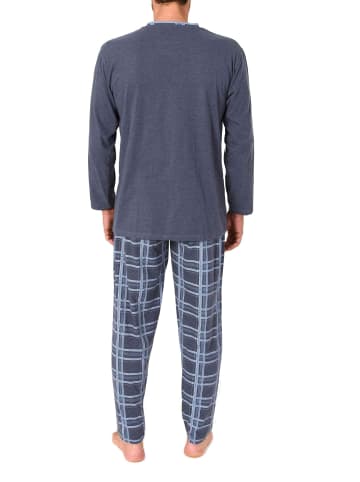 NORMANN Schlafanzug langarm Karohose in navy