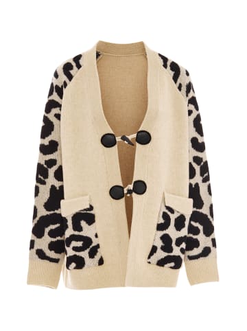 IMANE Strickjacke in Schwarz Beige