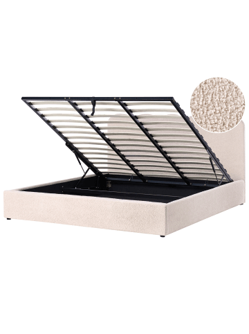 Beliani Doppelbett NANTERRE in Beige - (W) 187 x (H) 104 x (L) 215 cm