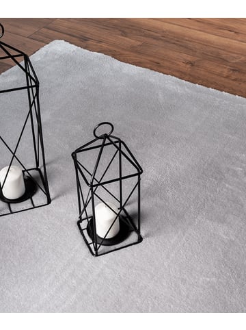 KADIMA DESIGN Hochflorteppich Uni Antirutsch weich wohnlich Wohnzimmer Schlafzimmer in Grau